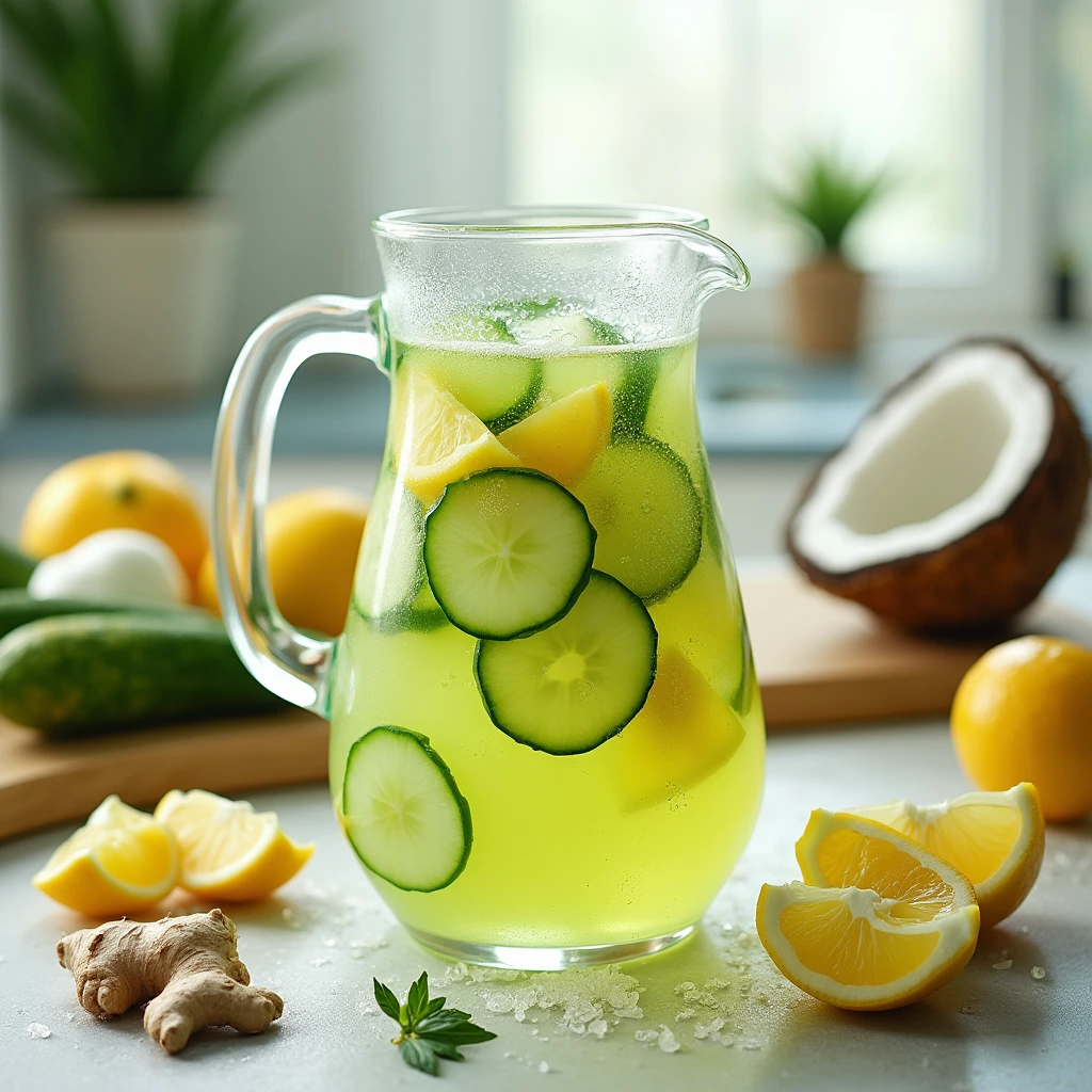 Cucumber Lemon Pineapple Ginger Coconut