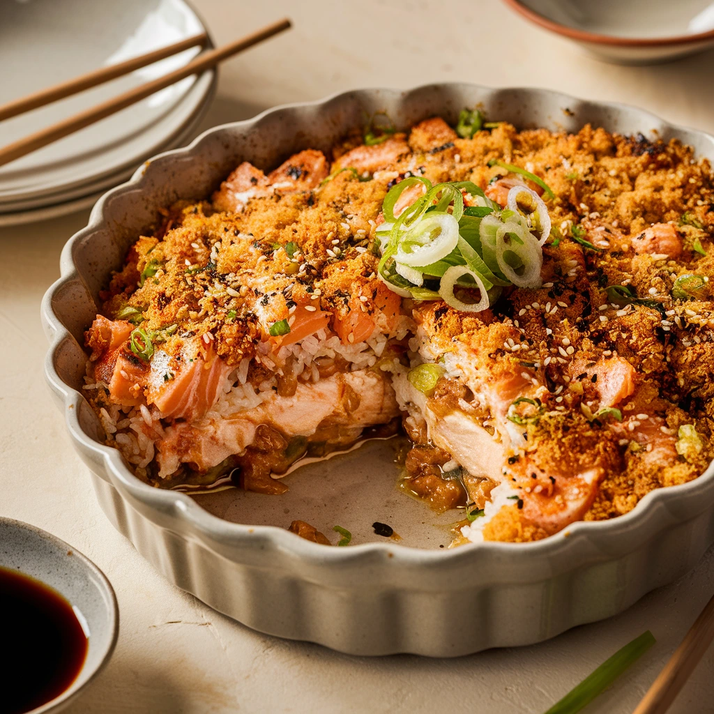 salmon sushi bake