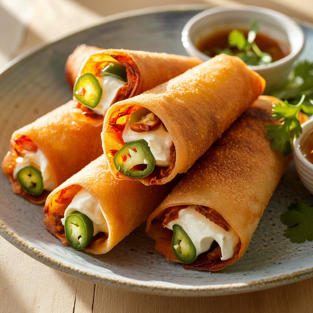 Egg Roll Wrappers Filled with Goat Cheese and Jalapeños
